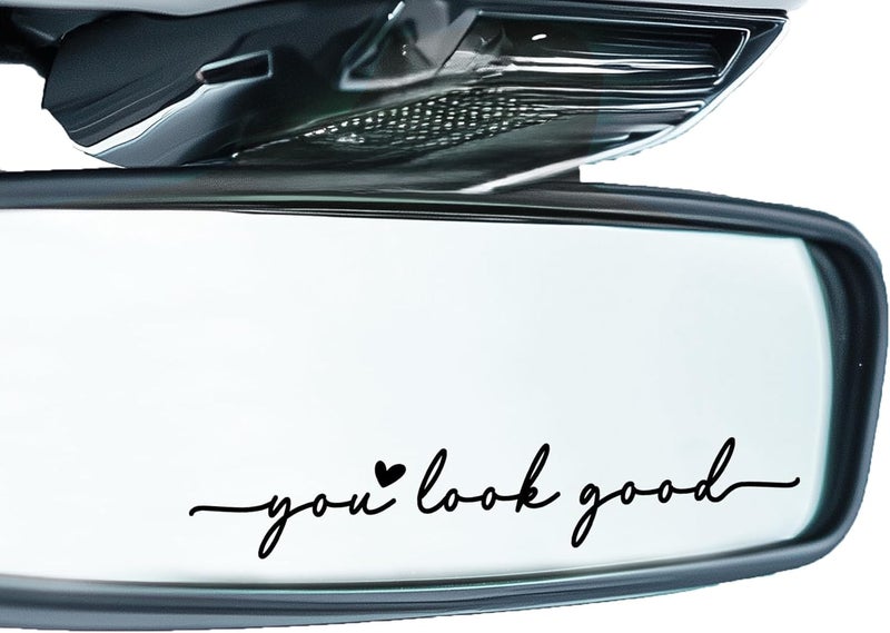 CYLDGNS 3 x Car Rear Mirror Vinyl Decal Stickers Water Bottle Decor Cute Laptop Sticker Aesthetic Tumbler Positive Affirmation Decal Car Rearview for Women Gift for Her (Black, You Look Good) - Image 1